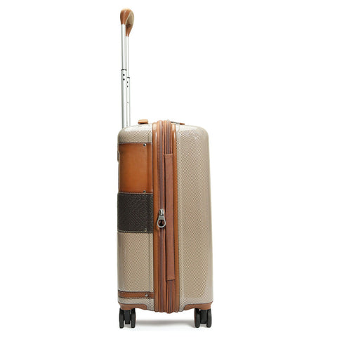 Small Heritage Embossed Beige & Brown Compact Trolley