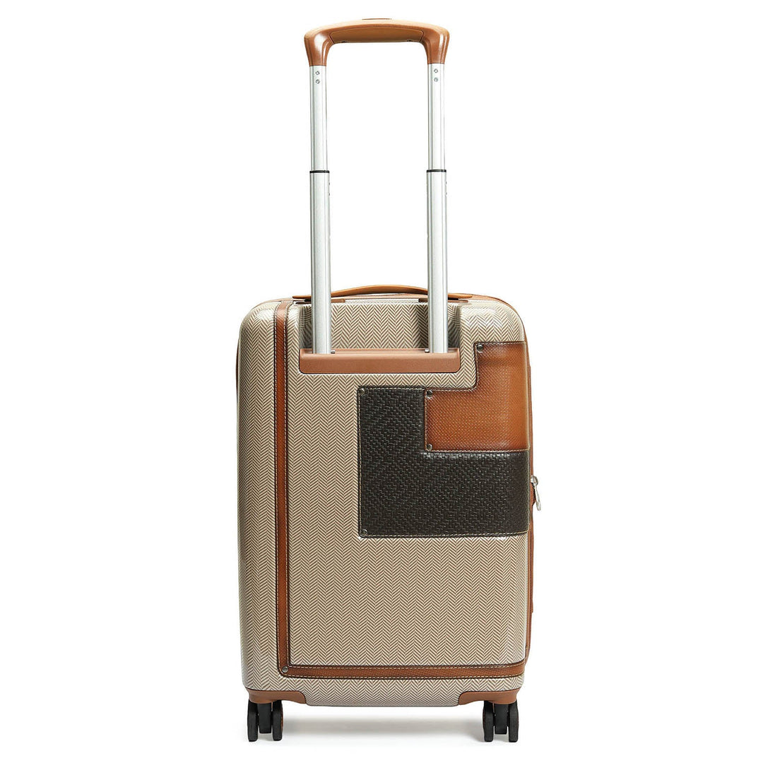 Small Heritage Embossed Beige & Brown Compact Trolley
