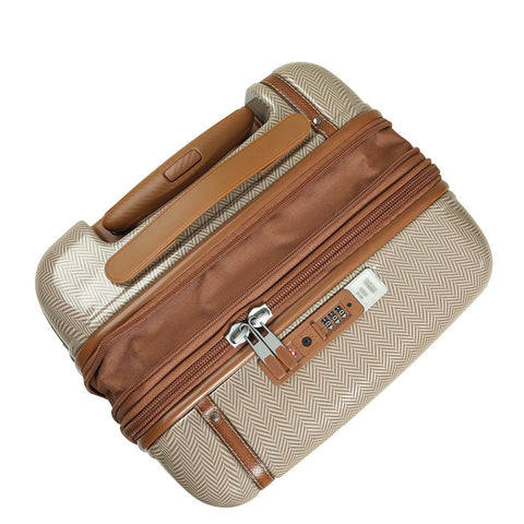 Small Heritage Embossed Beige & Brown Compact Trolley