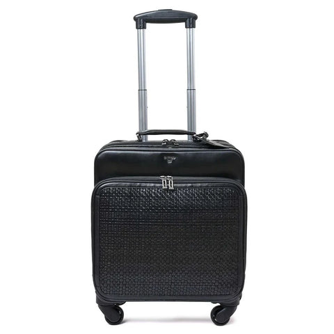 Small Mat Plain Leather Trolley - Black