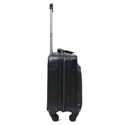 Small Mat Plain Leather Trolley - Black