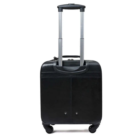 Small Mat Plain Leather Trolley - Black