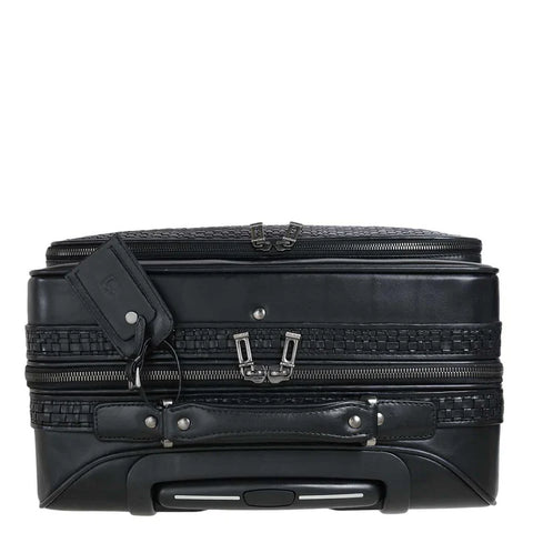 Small Mat Plain Leather Trolley - Black