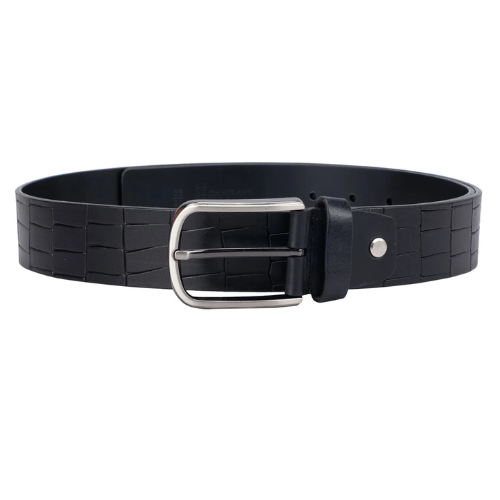 Casual Croco Leather Mens Belt - Black