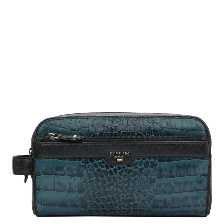 Croco Franzy Leather Vanity Pouch - Octane