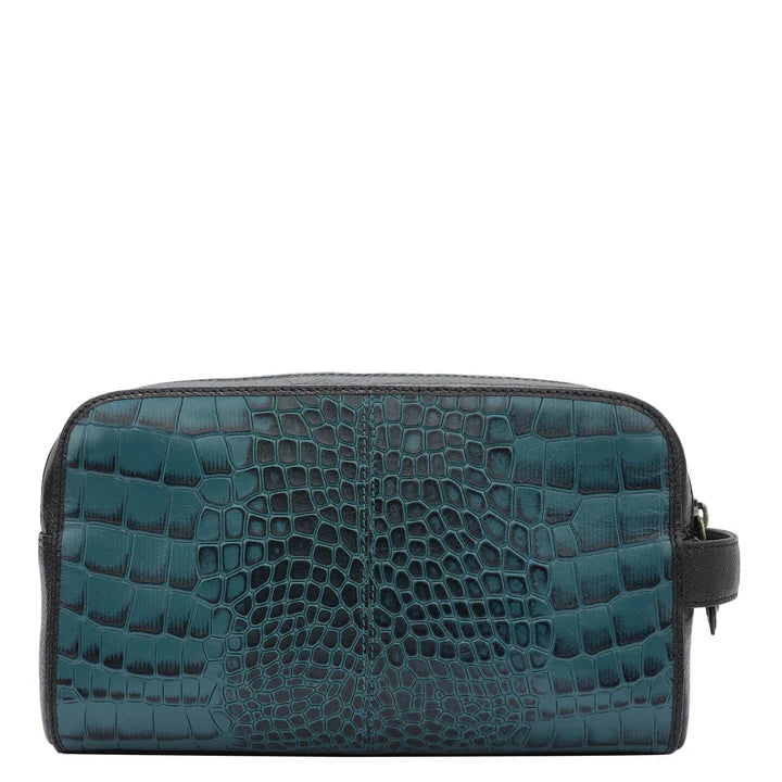 Croco Franzy Leather Vanity Pouch - Octane