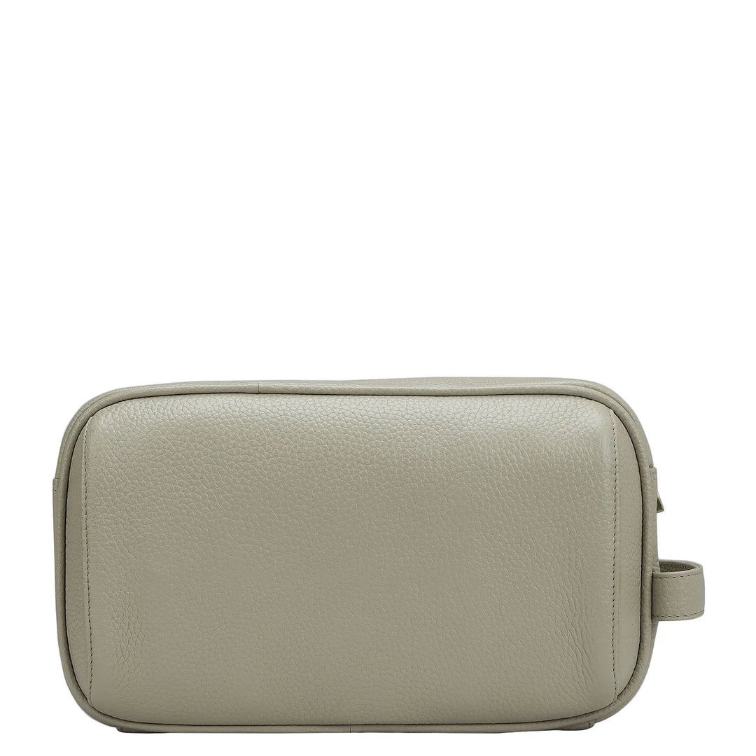 Wax Leather Vanity Pouch - Khaki