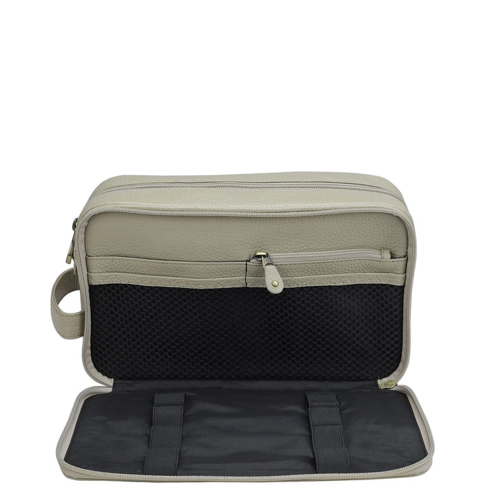 Wax Leather Vanity Pouch - Khaki