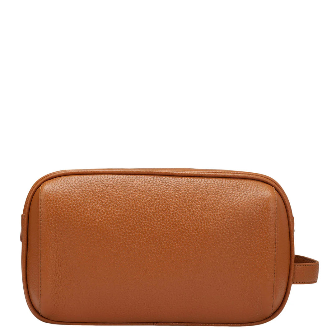 Wax Leather Vanity Pouch - Orange