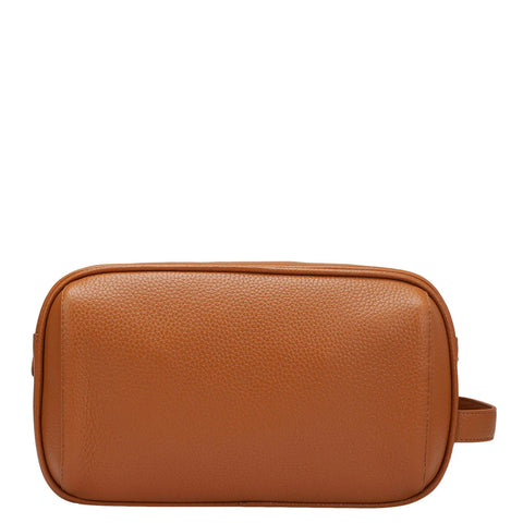 Wax Leather Vanity Pouch - Orange