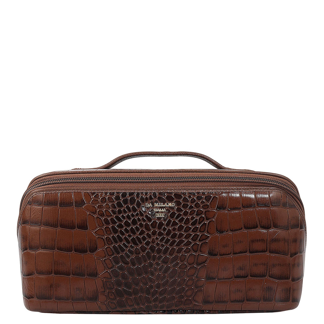 Croco Leather Vanity Pouch - Date