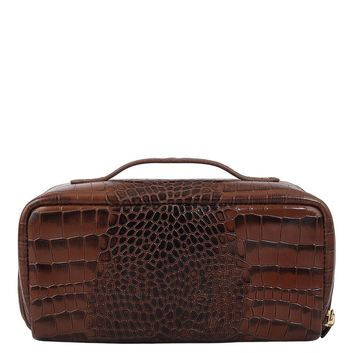 Croco Leather Vanity Pouch - Date