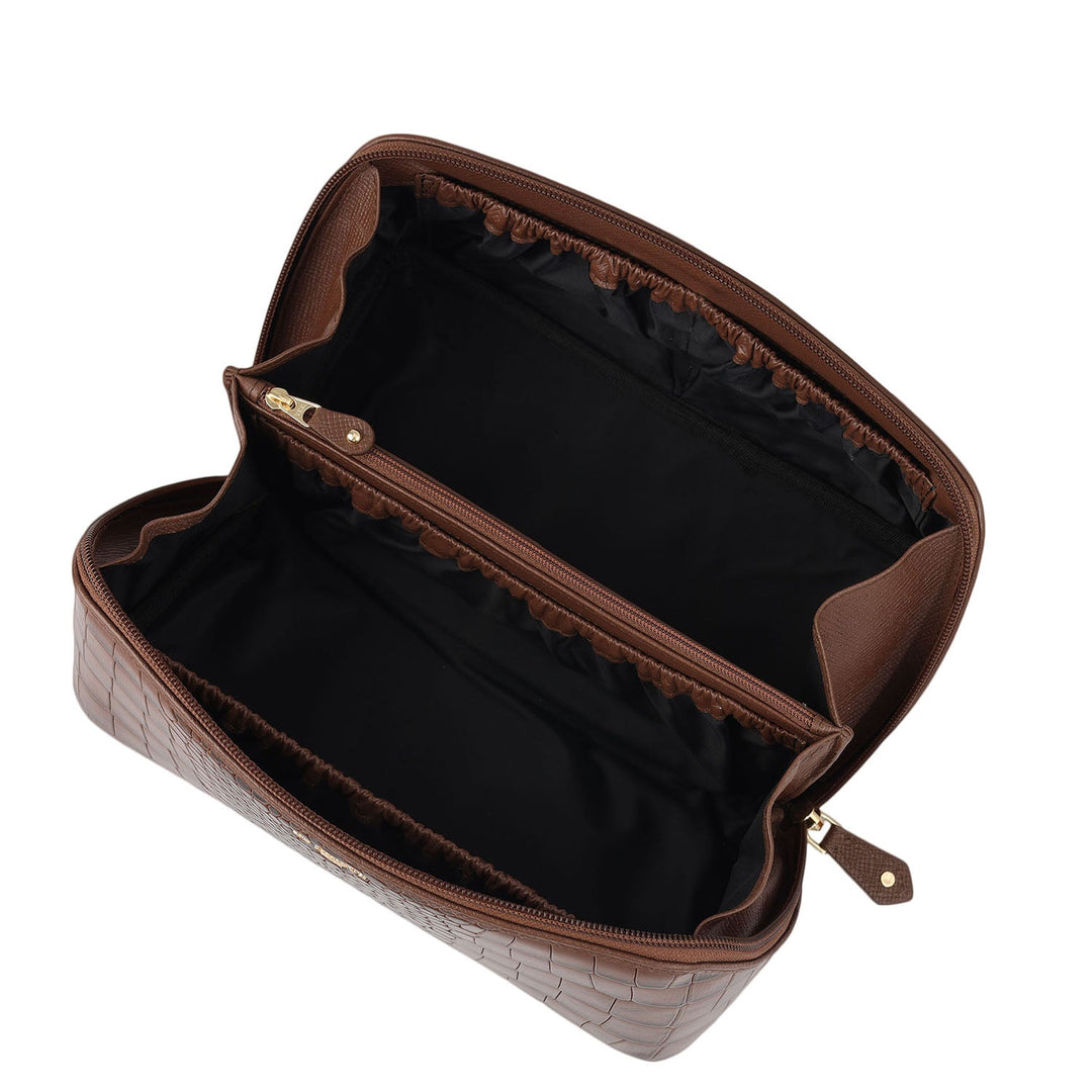 Croco Leather Vanity Pouch - Date