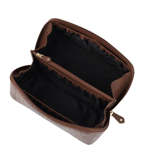 Croco Leather Vanity Pouch - Date