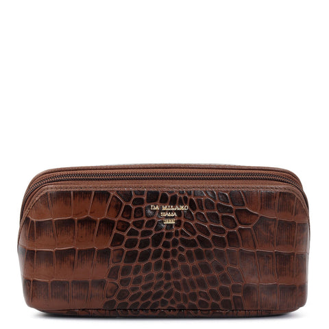 Croco Leather Vanity Pouch - Date