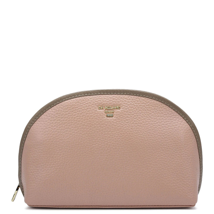 Wax Leather Vanity Pouch - Baby Pink