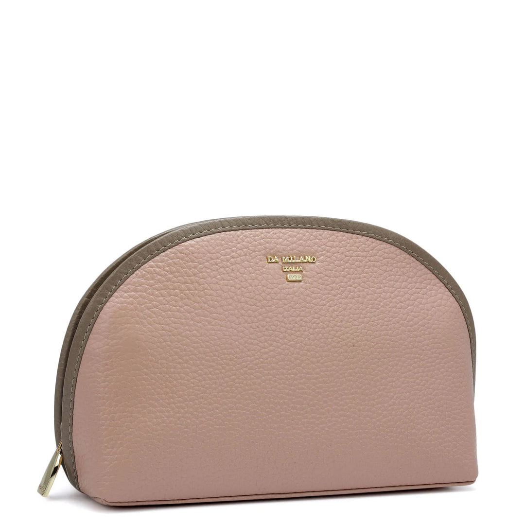 Wax Leather Vanity Pouch - Baby Pink