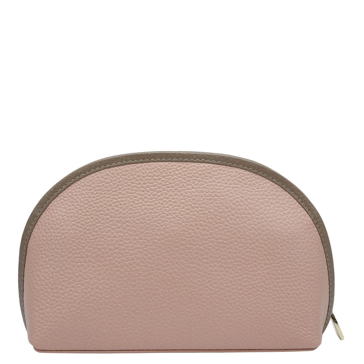 Wax Leather Vanity Pouch - Baby Pink