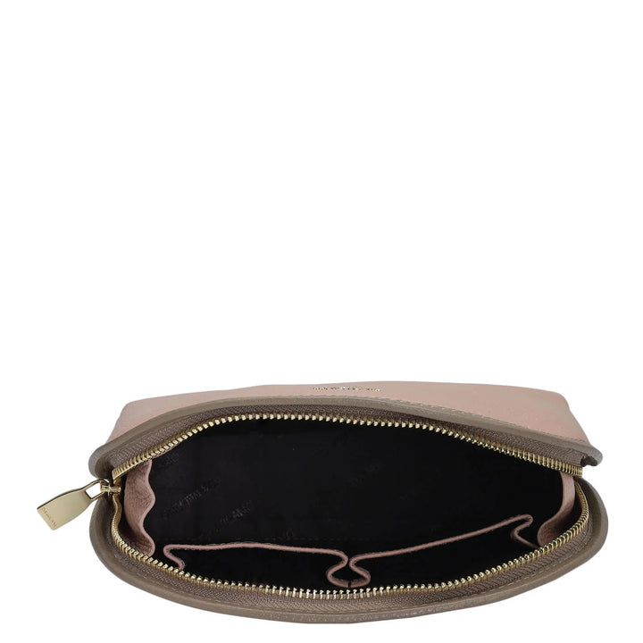 Wax Leather Vanity Pouch - Baby Pink