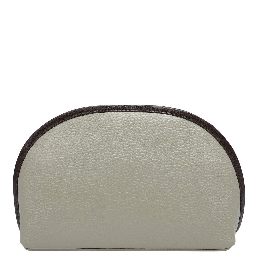 Wax Leather Vanity Pouch - Khaki