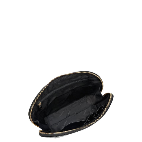 Croco Leather Vanity Pouch - Black