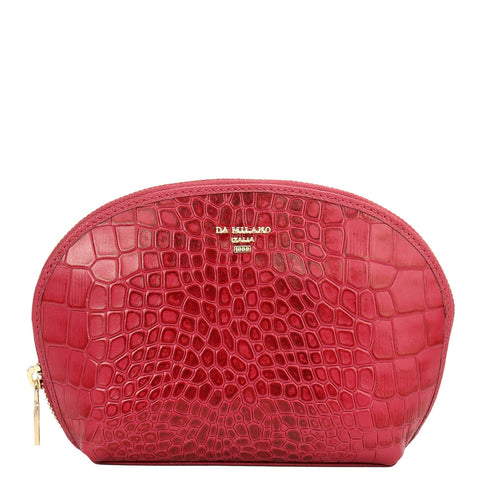 Croco Leather Vanity Pouch - Plumberry