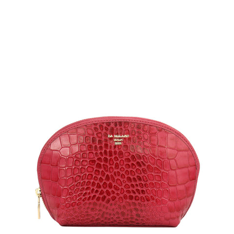 Croco Leather Vanity Pouch - Plumberry