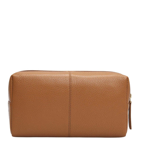 Wax Leather Vanity Pouch - Caramel