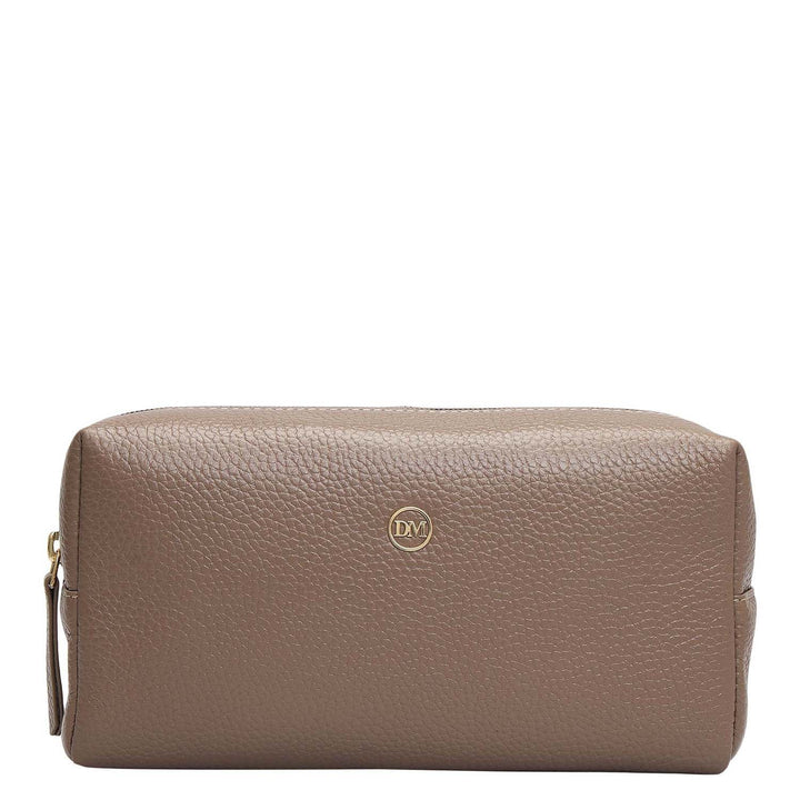 Wax Leather Vanity Pouch - Smoke Grey