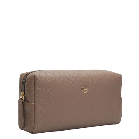 Wax Leather Vanity Pouch - Smoke Grey