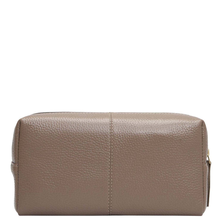 Wax Leather Vanity Pouch - Smoke Grey