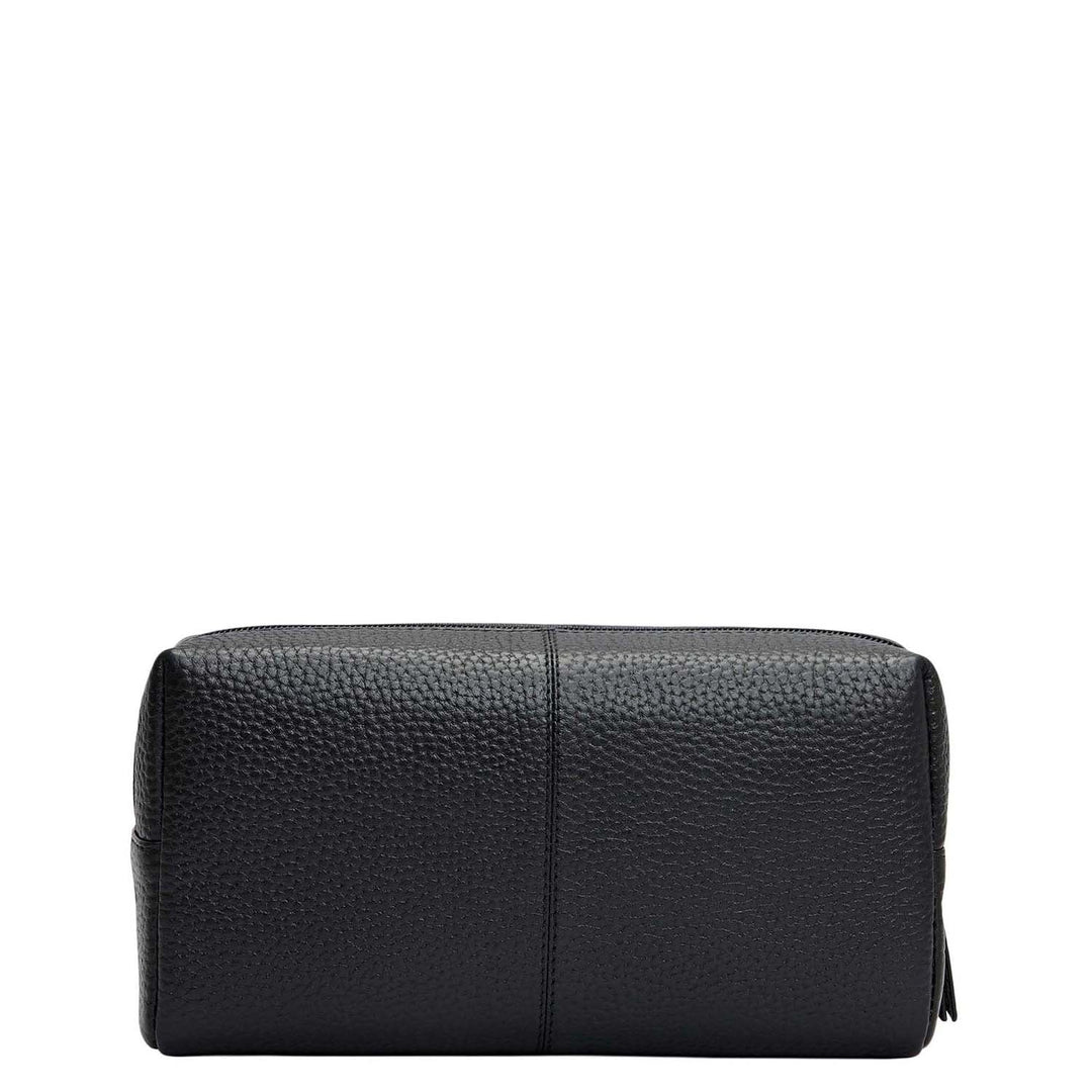 Wax Leather Vanity Pouch - Black