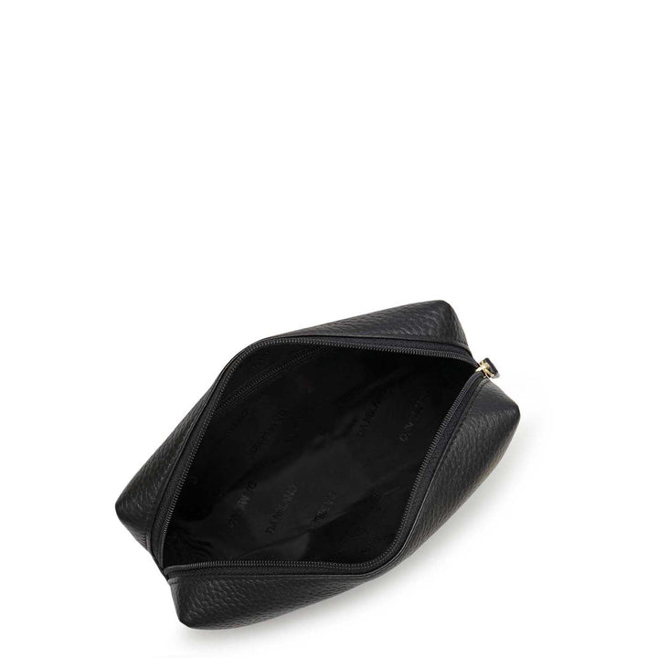 Wax Leather Vanity Pouch - Black