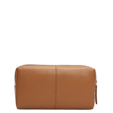 Wax Leather Vanity Pouch - Caramel