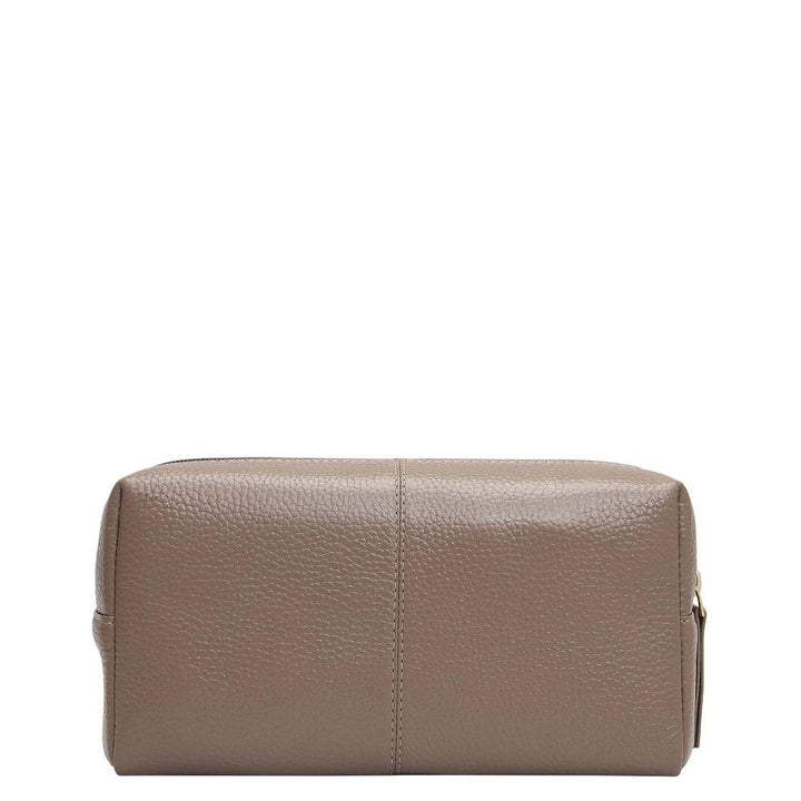 Wax Leather Vanity Pouch - Smoke Grey