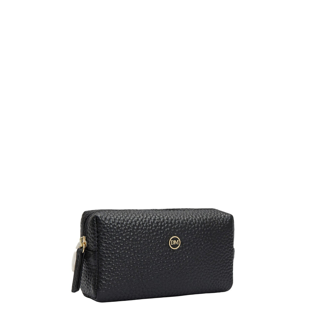 Wax Leather Vanity Pouch - Black
