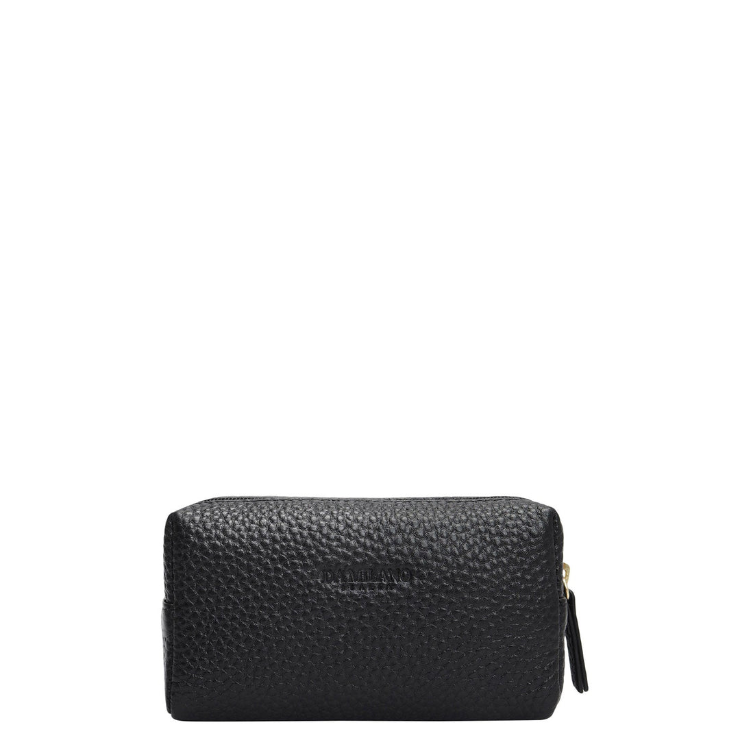 Wax Leather Vanity Pouch - Black