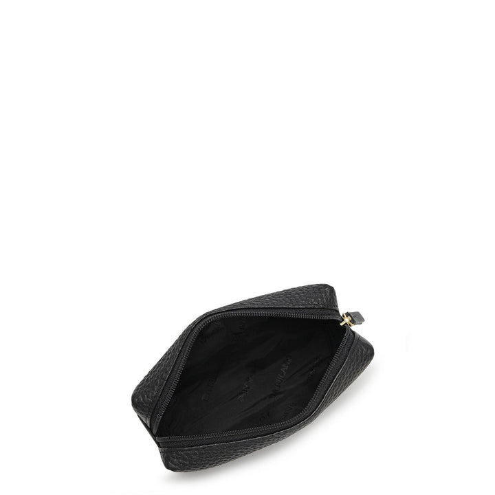 Wax Leather Vanity Pouch - Black