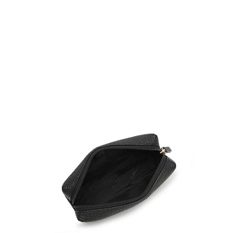 Wax Leather Vanity Pouch - Black