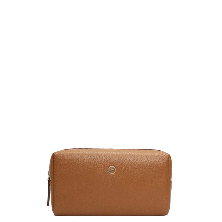 Wax Leather Vanity Pouch - Caramel