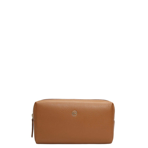 Wax Leather Vanity Pouch - Caramel