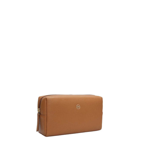 Wax Leather Vanity Pouch - Caramel