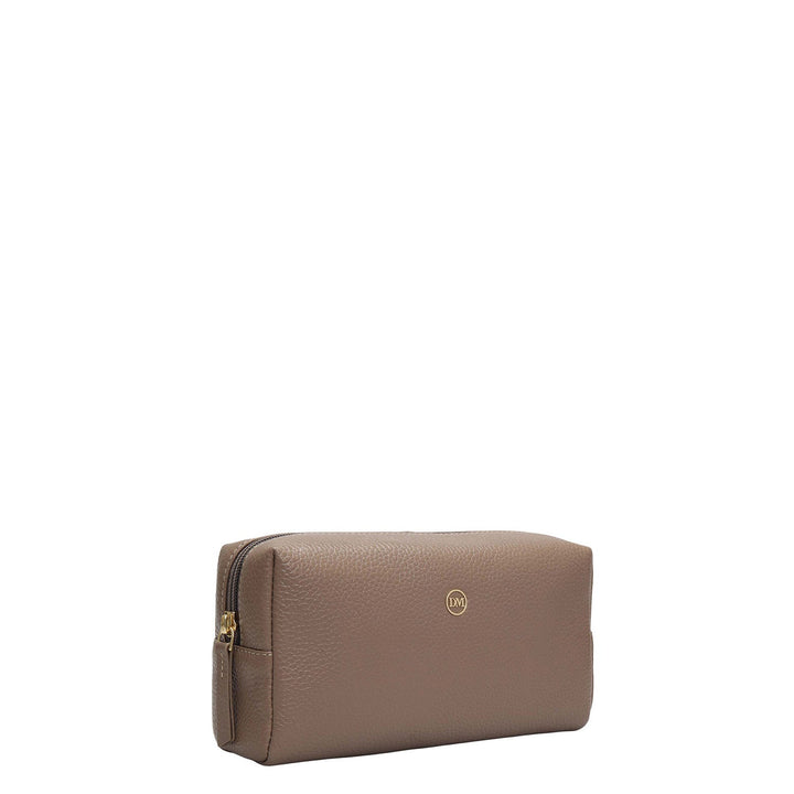 Wax Leather Vanity Pouch - Smoke Grey