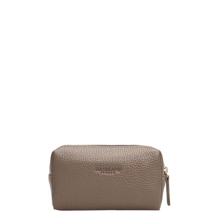 Wax Leather Vanity Pouch - Smoke Grey