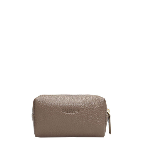 Wax Leather Vanity Pouch - Smoke Grey