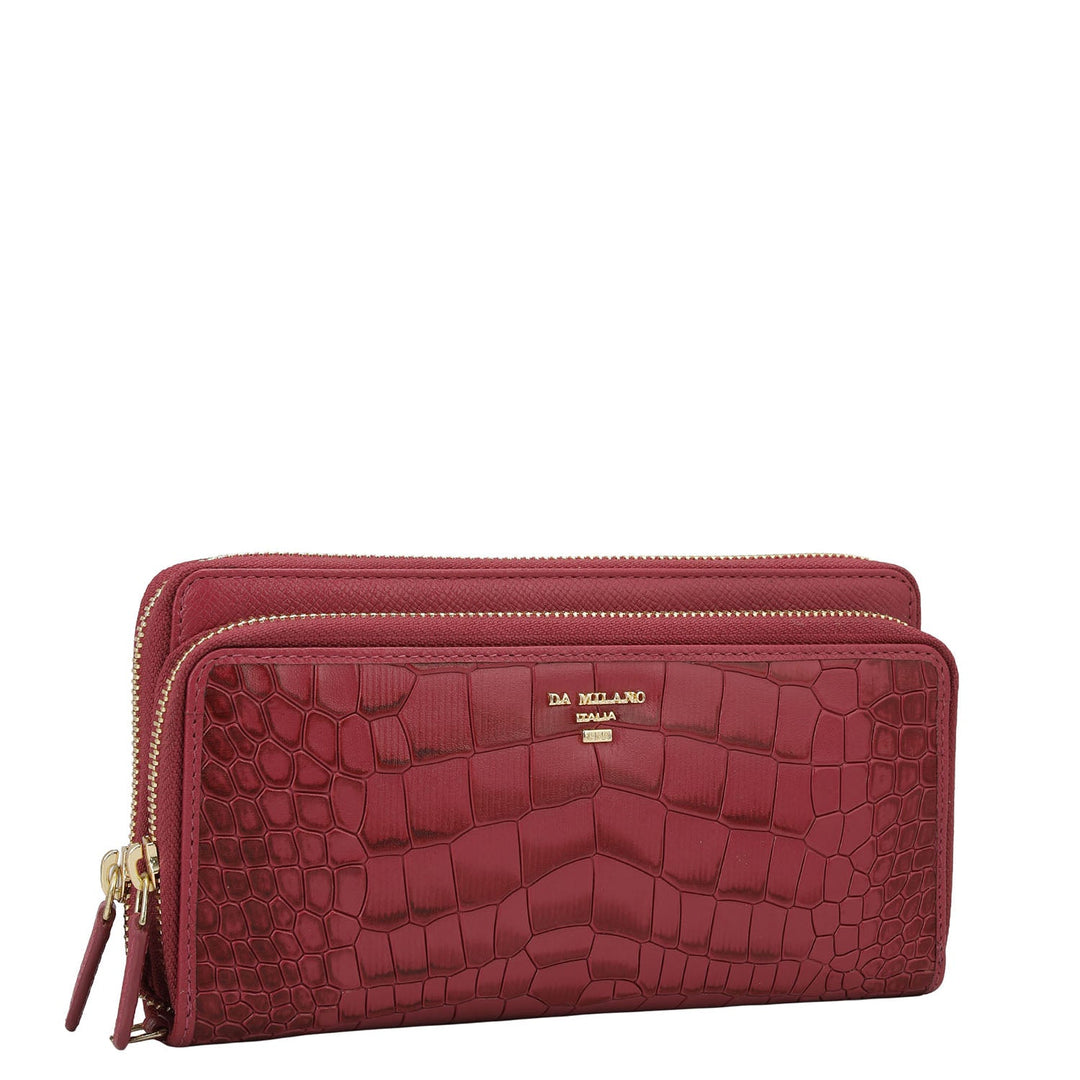 Croco Leather Ladies Wallet - Plumberry