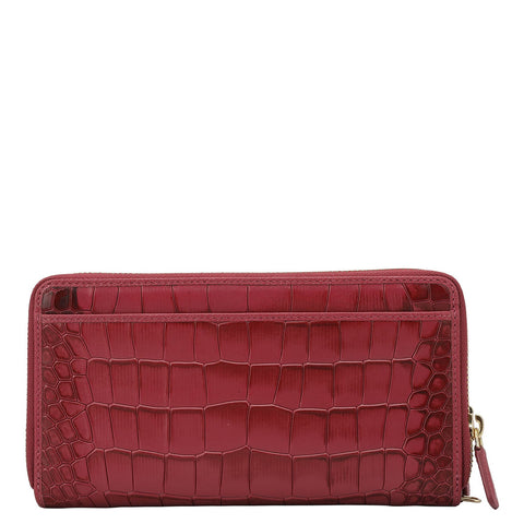 Croco Leather Ladies Wallet - Plumberry