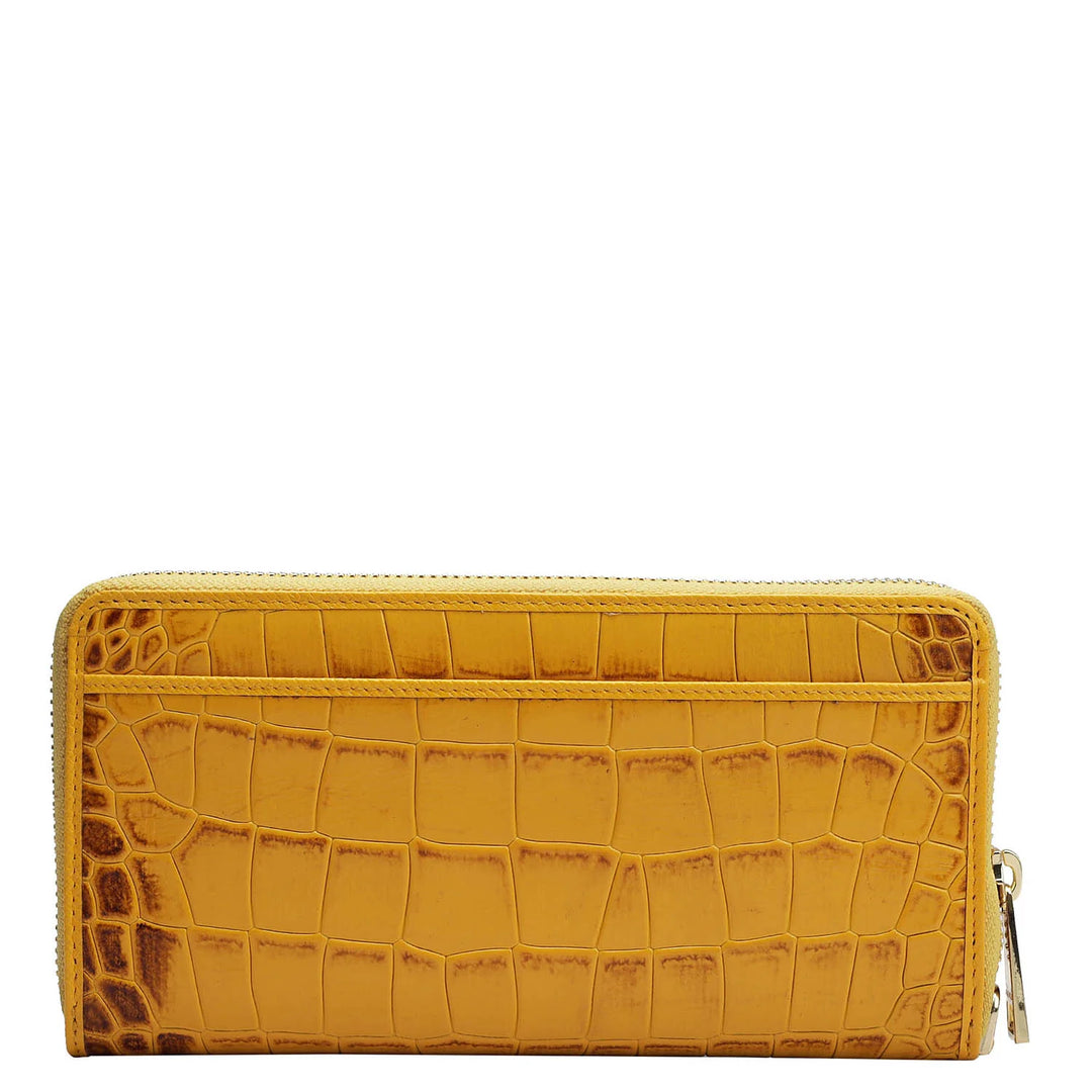 Croco Leather Ladies Wallet - Honey