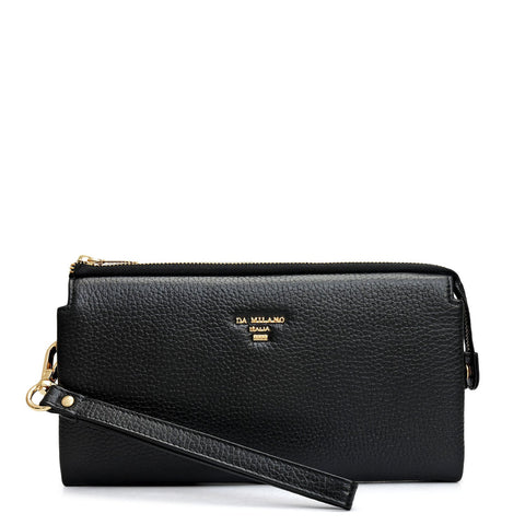 Wax Leather Ladies Wallet - Black