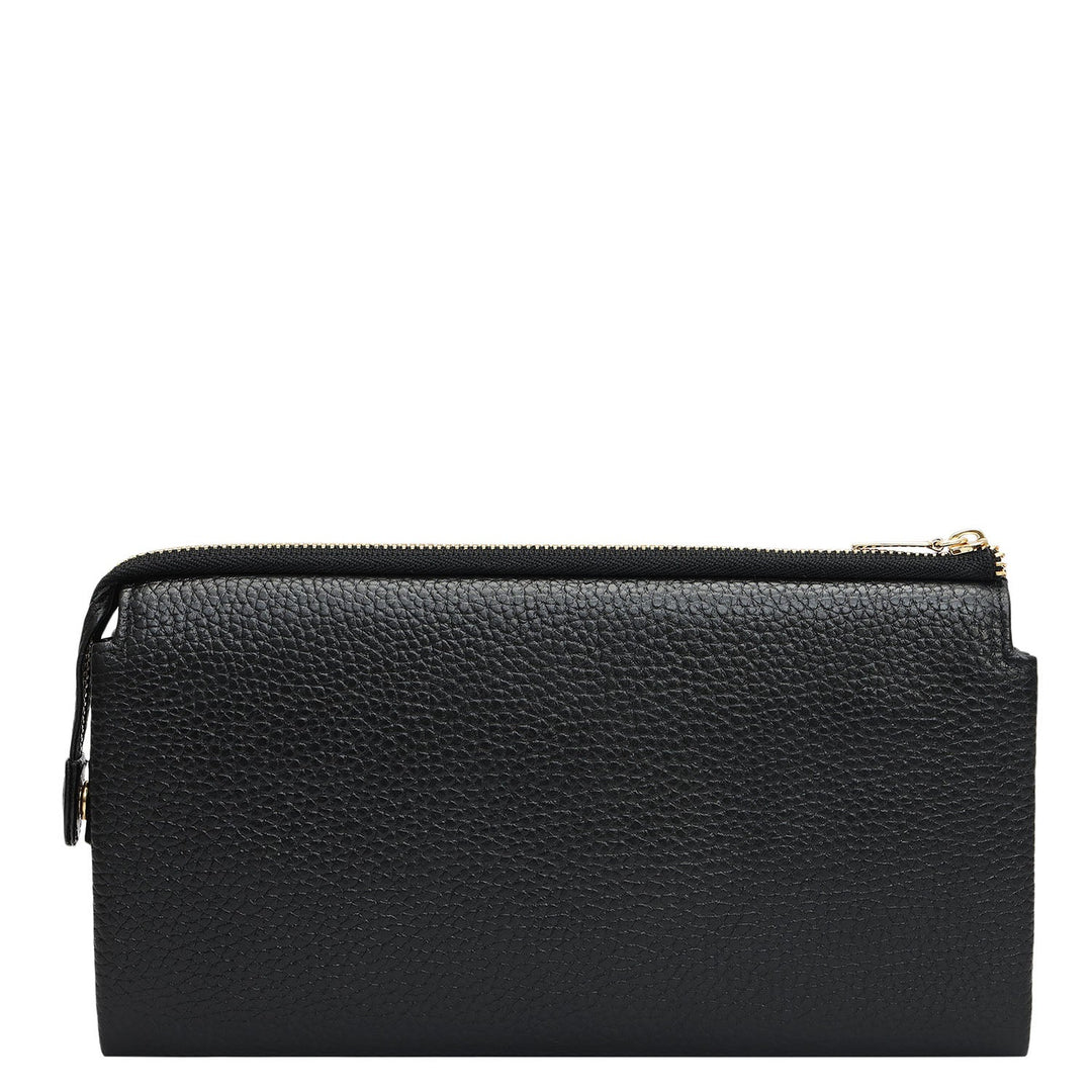 Wax Leather Ladies Wallet - Black